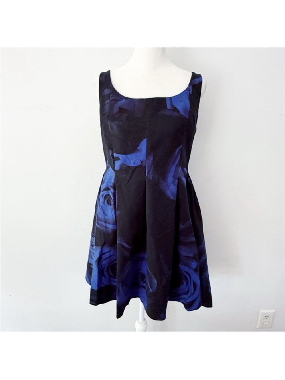 Gap Women Rose Floral Fit Flare Dress Sz 10P Whimsigoth Goth Dark Romance Grunge
